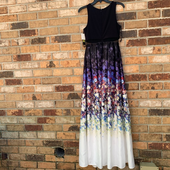 Betsy&Adam Jersey Satin Popover Floral Ombre Maxi - Picture 2 of 14